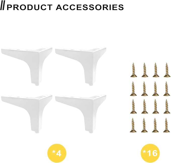 AODIOU Furniture Legs White Replacement Feet: Sofa Legs 4 Inch European Style - Image 2