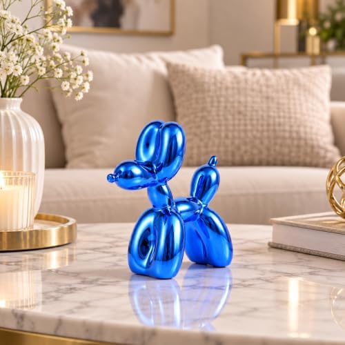Blue Balloon Dog Decor,Balloon Animal Decor,Shelf Decor Preppy Room Decor,Cute Statue Home Decor, Bedroom Modern Sculpture Desk Decor,Office Gold Decorations Small Figurines - Image 2