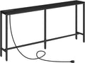 MAHANCRIS Console Table with Power Outlet, Industrial Entryway Table with USB by MAHANCRIS