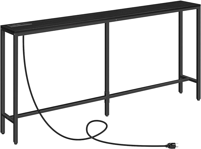 MAHANCRIS Console Table with Power Outlet, Industrial Entryway Table with USB by MAHANCRIS
