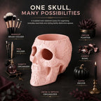 Skull Makeup Brush Holder, Pen Holder, Vanity, Desk, Office Organizer, Stationary, Decor Planter, Candy Bowl, Goth Decorations, Extra Large, Skulls Gothic Skull & Bones Organizer Bathroom (Cloud Pink) - Image 3