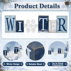 Threehoney 6 Piece Winter Wood Block Decor, Blue and White Winter Letter Sign with Snowflake, Rustic Wooden Tabletop Decorations for Shelf Mantel Tiered Tray Home Decor - Image 2