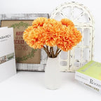 Tinsow Artificial Flowers Faux Ball Chrysanthemum Bouquet Flowers Bridal Wedding Bouquet for Home Garden Party Wedding Decoration (12, Black, Red, Orange) - Image 4