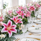 18 Pack Pink and white Large Fake Lilies Heads with Realistic Stamens - Image 5