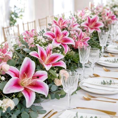 18 Pack Pink and white Large Fake Lilies Heads with Realistic Stamens - Image 5