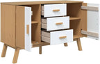White and Brown Solid Pine Wood Sideboard - Image 7