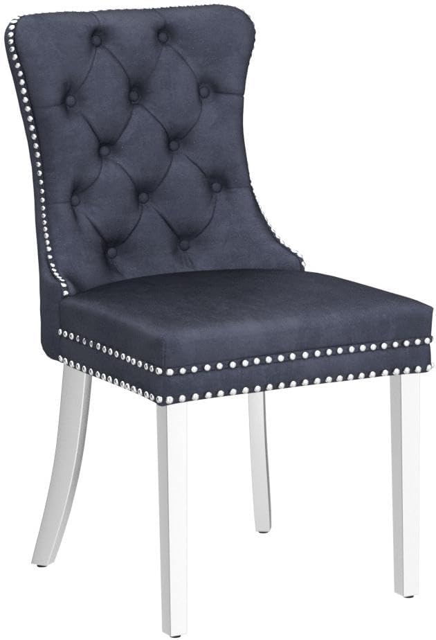 KCC Velvet Dining Chairs Set of 4, Upholstered High-end Tufted Dining Room Chair - Image 5