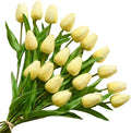 ONLY ART Artificial Light Yellow Tulips 20 Pcs – 13.5 Inch PU Faux Flowers with Bendable Stems for Home Décor, Wedding Centerpieces, DIY Floral Arrangements, New Year and Valentine's Day by ONLYART
