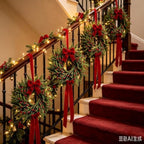 4 Pcs Mini Christmas Wreaths for Cabinets 9" Christmas Kitchen Cabinet Small Wreaths with Green Norfolk Pine Needle Red Berry for Indoor Outdoor Farmhouse Home Wall Window Festival Wedding Decor - Image 4