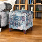 Adeco 18 Inch High Cube Ottoman Storage, Linen Chair Foot Stools, Upholstered - Image 6