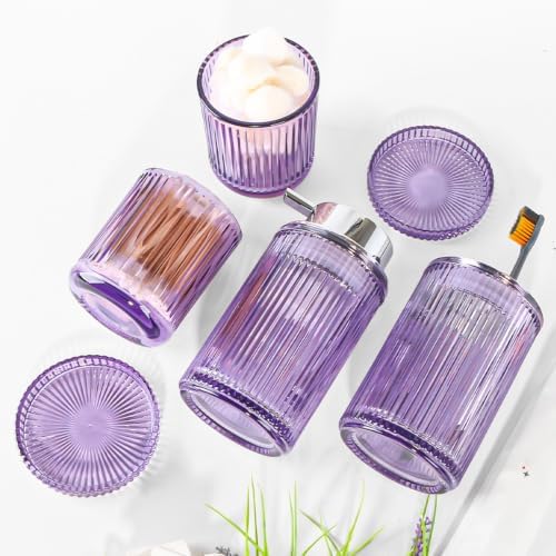 4pcs Purple Glass Bathroom Accessories Set - Image 6