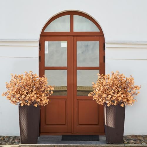 8Pcs Artificial Fall Flowers Real Touch Babys Breath Fake Brown Flowers - Image 3