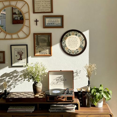CFFJLHN Vintage Floral Christian Wall Art Decor, Jeremiah 29:11 Bible Verse Religious Scripture Round Hanging Wall Decor for Home Bedroom Living Room Church Prayer Room, 10x10 Inch - Image 3