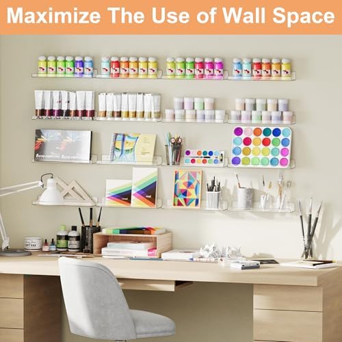 upsimples 16 Pcs 15" Acrylic Shelves for Wall Storage and Organizer, Clear - Image 4