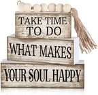 Yuntau 4 Pcs Farmhouse Tabletop Decoration Inspirational Tiered Tray Decor by Yuntau