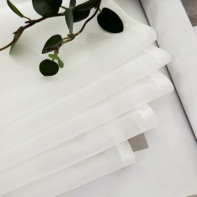 MIULEE 2 Panels Kitchen Tiers Half Window Sheer Curtains 29 X 36 Inch Ivory | - Image 5