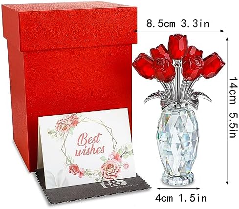 Crystal Rose Flower Figurine Bouquet Home Table Centerpiece Decor - Image 5