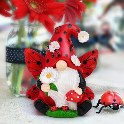 Ladybug Gnome Figurine Garden Decor Ladybug Gifts for Women - Image 2