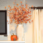 16Pcs Artificial Eucalyptus Leaves Stems 33.8‘’ Eucalyptus Branches Fake Poinsettia Flowers Faux Plants for Home Table Fireplace Party Wedding Thanksgiving Décor - Image 5