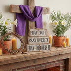 Yuntau 4 Pcs Christian Wooden Block Sign Pray Verse Tiered Tray Decor - Image 3