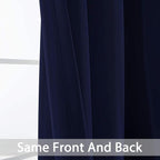 Yakamok Room Darkening Curtains 52x90 inch Length Navy Blue-Living Room | 2 - Image 4