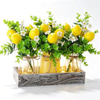 Summer Lemon Mason Jar Centerpiece Set of 3 with Wood Tray by LUEUR