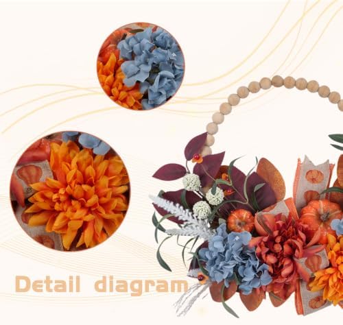 2PCS Fall Wreath, 22 Inch Pumpkin Wreaths for Front Door Decor - Image 2