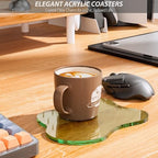 Acrylic Coaster Decorative Plates,Green Bar Drink Coaster, Clear Cloud Shape Coffee Cup Coaster, Perfect for Tabletop Protection and Accessories Display.(Green - Image 2