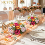 NUPTIO Flower Ball Centerpieces for Tables: Hot Pink & Orange & Pink Rose - Image 2