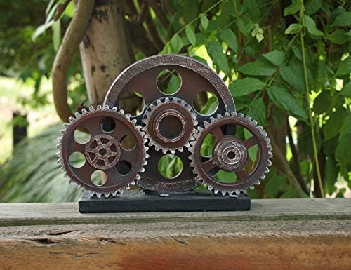 Industrial Steampunk Gear Train Figurine, Cog Wheel Statue, Resin Model, Home Bar Décor Ornament 7.7" H Copper - Image 6