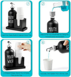 Glass Mouthwash Dispenser for Bathroom, 16 OZ Mouthwash Dispenser with Pour Spout and Wood Cup Holder and Tray, Mouth Wash Bottle Container, Black Kitchen Bathroom Decor and Accessories - Image 4