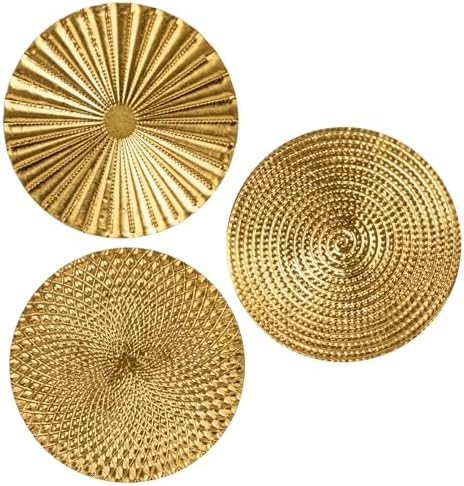 Briful 12" Gold Wall Décor Pack of 3 Metal Starbursts Radial Plate Wall Art Modern Accent Hanging Wall Decorations For Home Office Bedroom Or Living Room Wall Sculptures by Briful