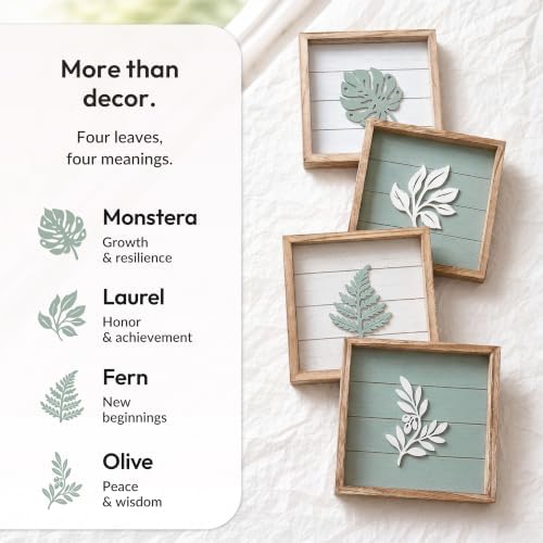 Tide and Tales 3D Sage Green Wall Art, Set of 4, Housewarming Gifts - Image 2