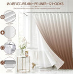 Brown Glass Bathroom Accessories Set with Shower Curtain and Liner, 7-Piece Bathroom Decor Set, Soap Dispenser, Toothbrush Holder, Soap Dish, Vanity Tray, Complete Bathroom Makeover Set - Image 5
