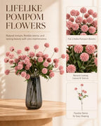 Neutral Pink Chrysanthemums with Vase,fall fakeflowers for inside Decor - Image 3