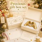 SANTA CASA Small Gold Heart Hands Sculpture, Gold Tone Desktop Art Statue - Image 4