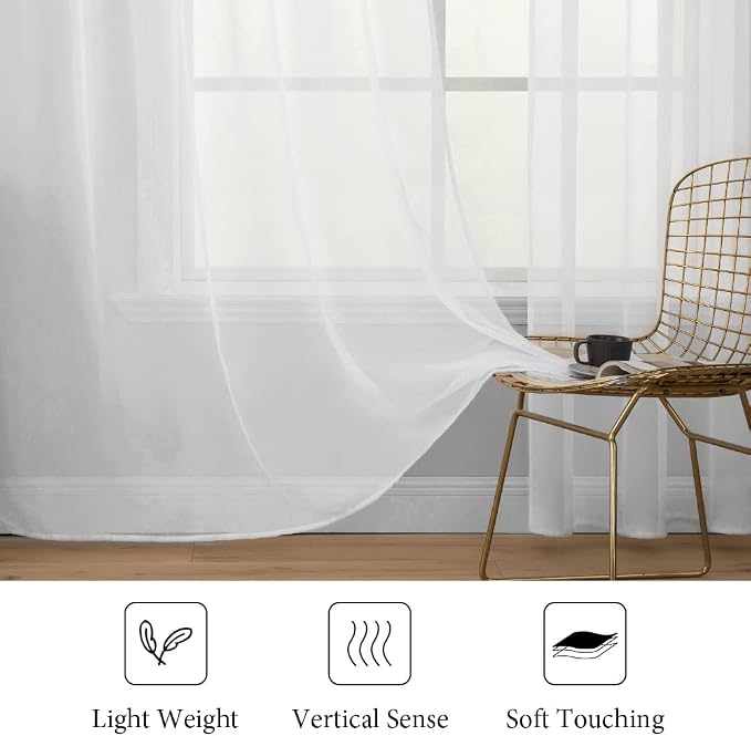 MIULEE 2 Panels White Sheer Curtains - Image 4