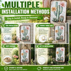 Bouquet Square Vintage Tin Sign Cactus Wall Art Cacti Art Wall Sign Decor for Home Kitchen Garage Outdoor Yard Farmhouse 8x12 Inch - Image 4