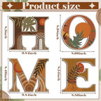 Honoson 4 Pcs Orange Boho Wall Art Decor Aesthetic Wood Home Letters Sign Hanging Orange Abstract Wall Art Rustic Farmhouse Geometric Sun Moon Leaves for Decorative Living Room Kitchen Bedroom - Image 4