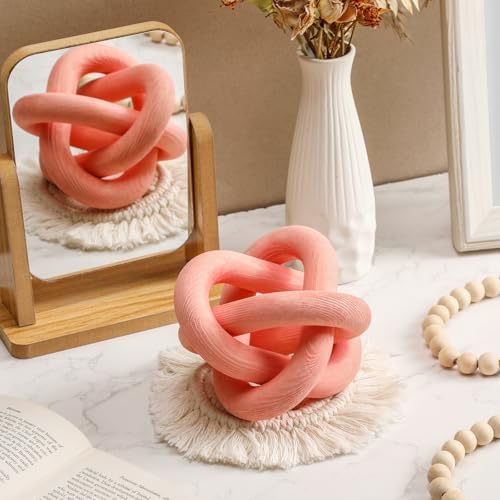 Yalikop 3 Link Wood Knot Decor Rustic Table Shelf Accents, Pea-Pink - Image 6