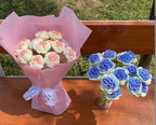 JOONOR 6 Pcs Hand-Woven Roses, Crochet Rose Flower Bouquet, Gradient Pink - Image 6