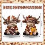 Wesiti 2 Pcs Highland Cow Figurines Football Resin Set Helmet Trophy - Image 3