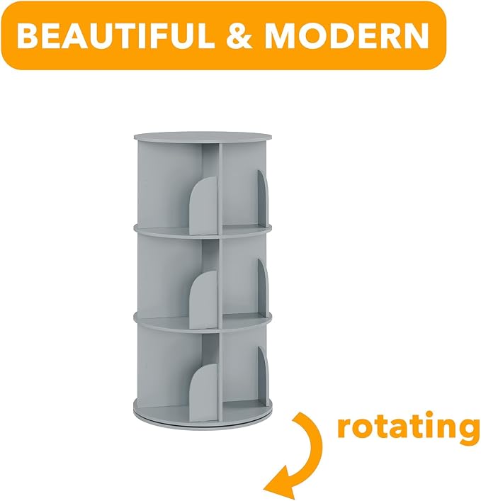 SpaceAid 3 Tier Rotating Bookshelf Tower, Spinning Bookcase Lazy Susan - Image 7