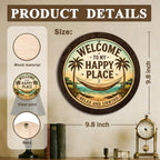 CFFJLHN Coastal Beach House Welcome Sign Wall Art Round Wooden Decor - Image 7