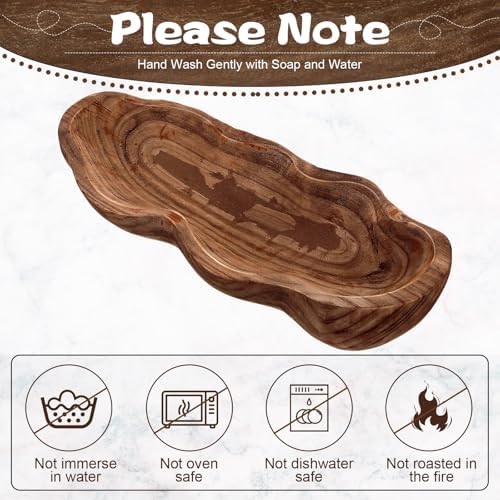 Nuogo 16 Inch Wooden Wavy Edge Dough Bowl Supplies, Brown - Image 3