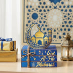 Geelin 4 Pcs Eid Mubarak Table Decoration Wooden Book Stack Signs - Image 2