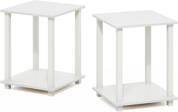 Furinno Simplistic Side Table Set of 2, 2-Tier Square Modern End Table - Image 6