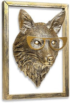 Newinhome Animal Heads Wall Decor (Includes Metal Frame) Resin Animals Sculptures Head Wall Hanging Decoration Gold vintage Wall Sculpture for Living Room Bedroom Office(Fox) by Newinhome