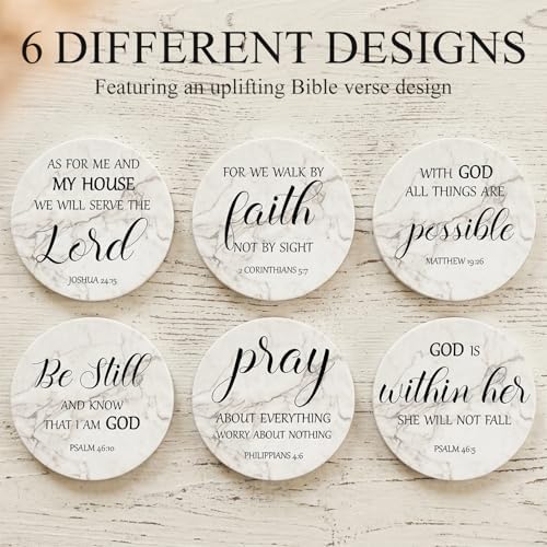 Christian Gift Home Decor Ceramic Scripture Bible Verses Coasters Set of 6 - Image 6