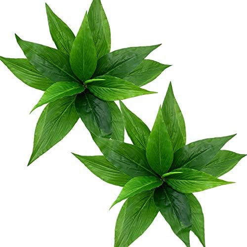CATTREE Artificial Plants Outdoor Decor, Fake Plant Shrubs Faux Grass Plastic Leaves Greenery Bushes Home Garden Wedding Party Decorations Indoor Office Yard Verandah Planter Filler - Green 2 Pack by CATTREE
